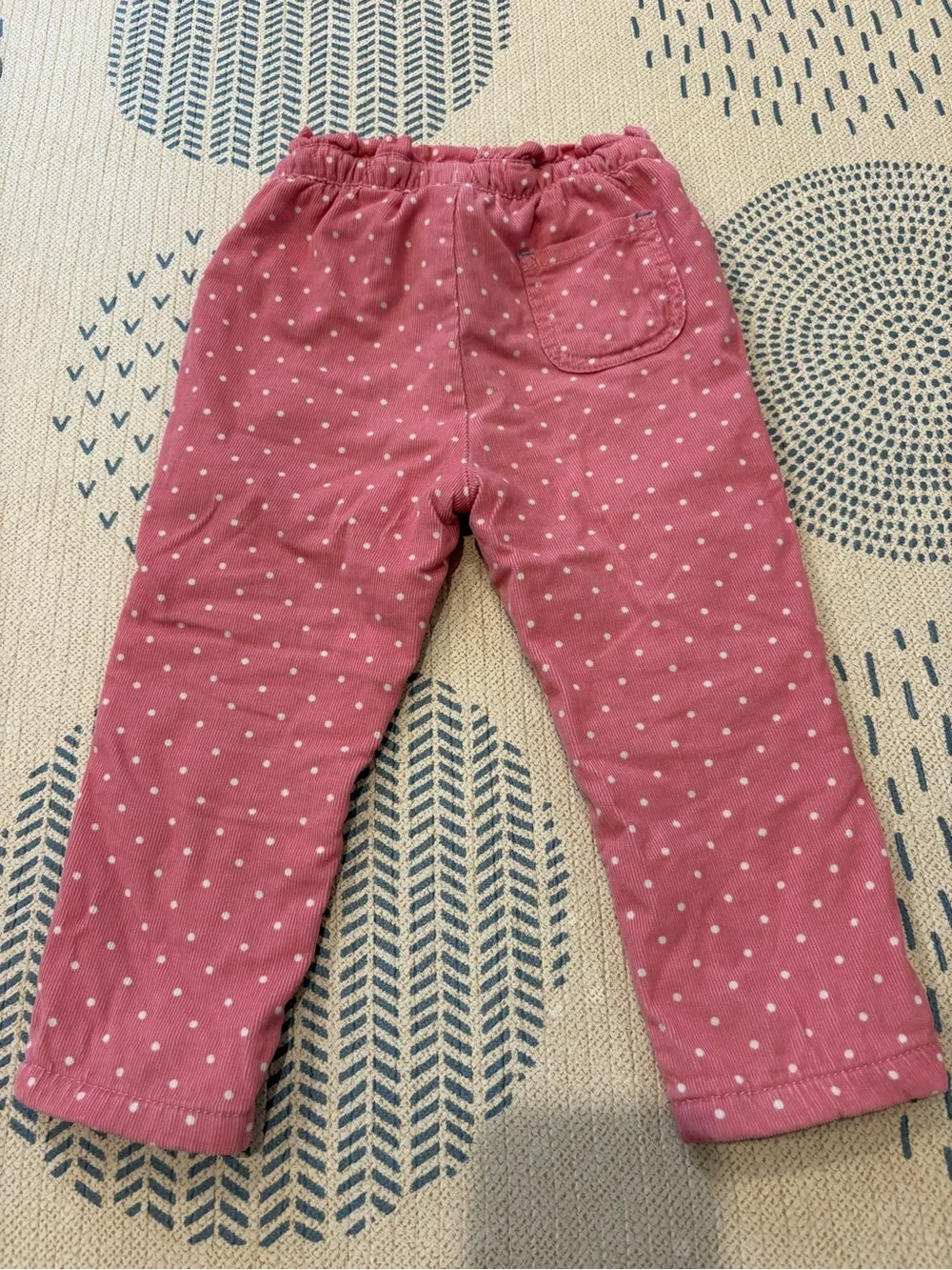 Baby Boden Rose Pink Polka Dot Heart-Knee Cord Lined Pants